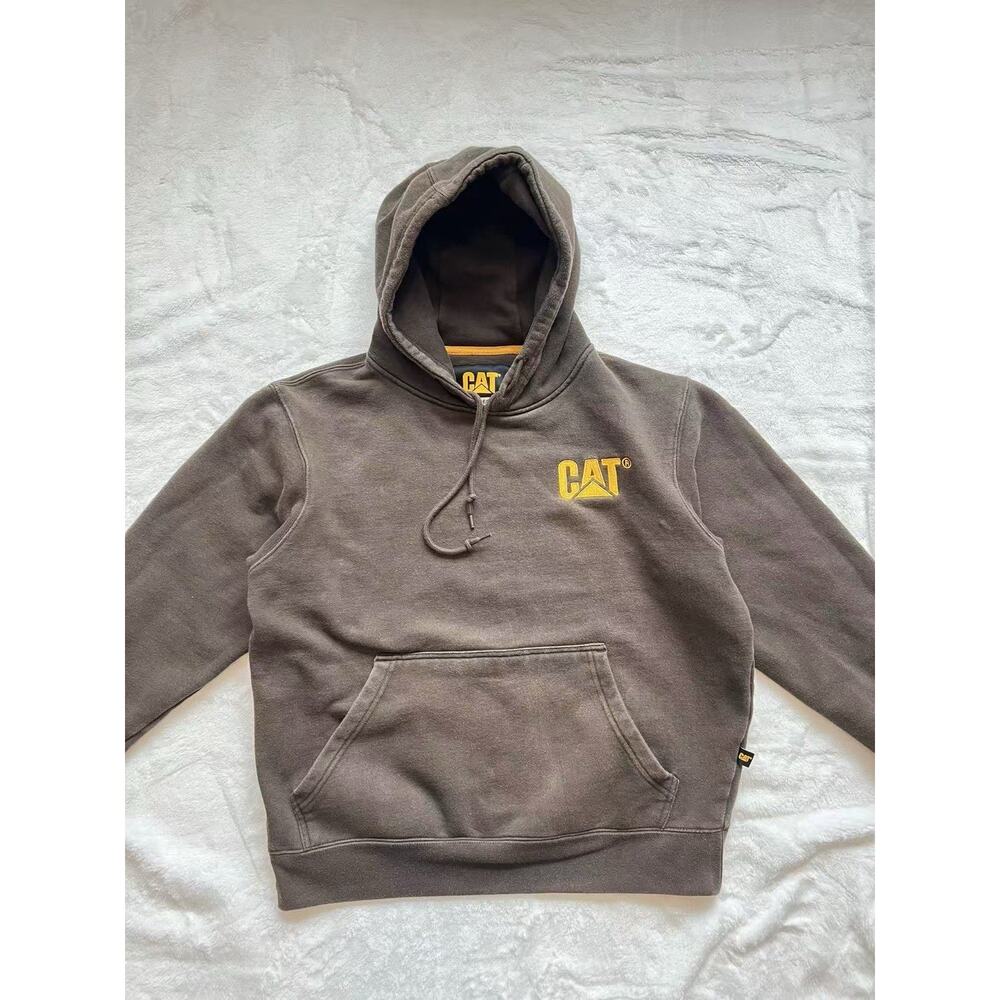 Caterpillar Hoodie Mens Small Black Sweatshirt CAT Construction Worker Sweater